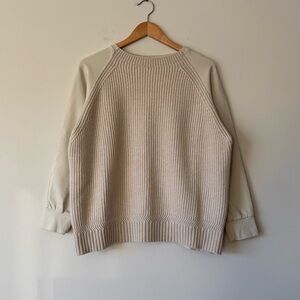 NWOT European Culture Half Knit Half Fabric Sweater